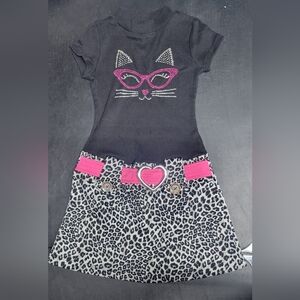 Leopard Print Cat Dress with Pink Accents